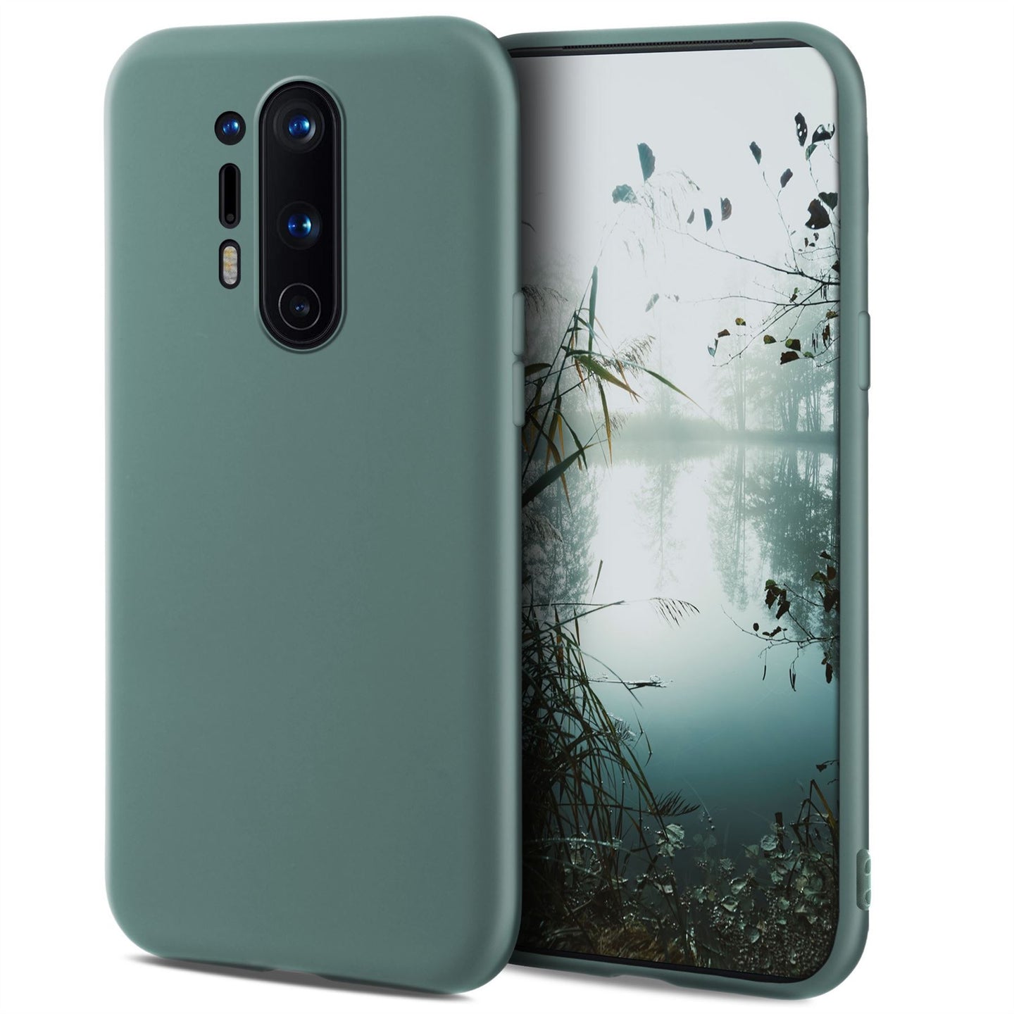 Moozy Minimalist Series Silicone Case for OnePlus 8 Pro, Blue Grey - Matte Finish Slim Soft TPU Cover