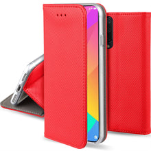 Load image into Gallery viewer, Moozy Case Flip Cover for Xiaomi Mi 9 Lite, Mi A3 Lite, Red - Smart Magnetic Flip Case with Card Holder and Stand
