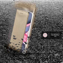 Załaduj obraz do przeglądarki galerii, Moozy Case Flip Cover for iPhone 11, Gold - Smart Magnetic Flip Case with Card Holder and Stand
