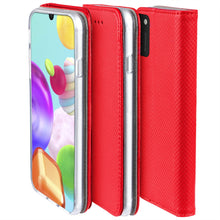 Load image into Gallery viewer, Moozy Case Flip Cover for Samsung A41, Red - Smart Magnetic Flip Case with Card Holder and Stand
