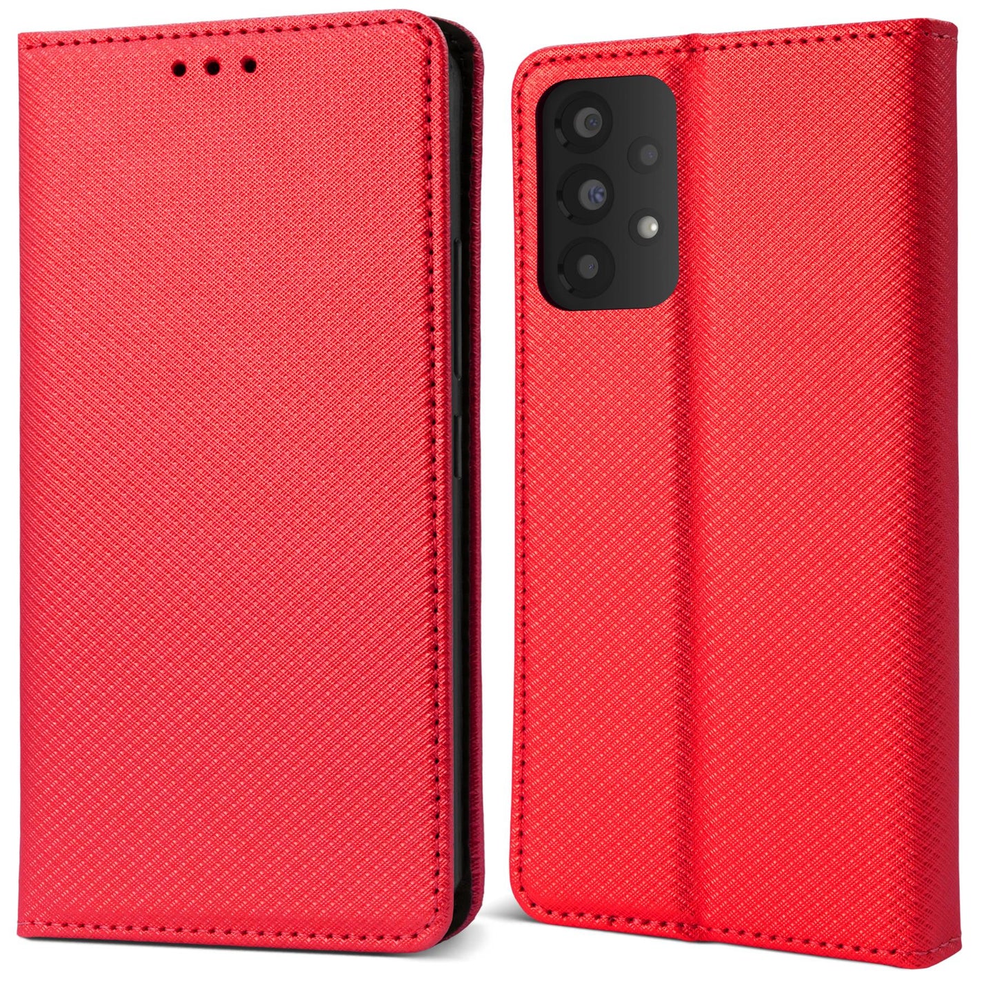 Moozy Case Flip Cover for Samsung A53 5G, Red - Smart Magnetic Flip Case Flip Folio Wallet Case with Card Holder and Stand, Credit Card Slots, Kickstand Function
