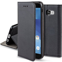 Cargar imagen en el visor de la galería, Moozy Case Flip Cover for Samsung A3 2017, Black - Smart Magnetic Flip Case with Card Holder and Stand
