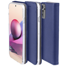 Ladda upp bild till gallerivisning, Moozy Case Flip Cover for Xiaomi Redmi Note 10 and Redmi Note 10S, Dark Blue - Smart Magnetic Flip Case Flip Folio Wallet Case
