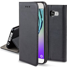 Carica l&#39;immagine nel visualizzatore di Gallery, Moozy Case Flip Cover for Samsung A5 2016, Black - Smart Magnetic Flip Case with Card Holder and Stand
