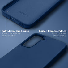 Lade das Bild in den Galerie-Viewer, Moozy Lifestyle. Silicone Case for Samsung S22, Midnight Blue - Liquid Silicone Lightweight Cover with Matte Finish and Soft Microfiber Lining, Premium Silicone Case
