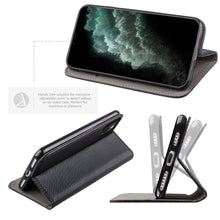 Załaduj obraz do przeglądarki galerii, Moozy Case Flip Cover for iPhone 11 Pro Max, Black - Smart Magnetic Flip Case with Card Holder and Stand
