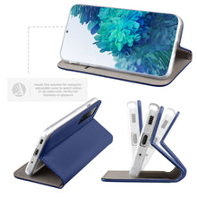 Load image into Gallery viewer, Moozy Case Flip Cover for Samsung S20 FE, Dark Blue - Smart Magnetic Flip Case with Card Holder and Stand
