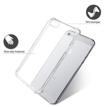 Cargar imagen en el visor de la galería, Moozy Shock Proof Silicone Case for iPhone SE, iPhone 5s - Transparent Crystal Clear Phone Case Soft TPU Cover
