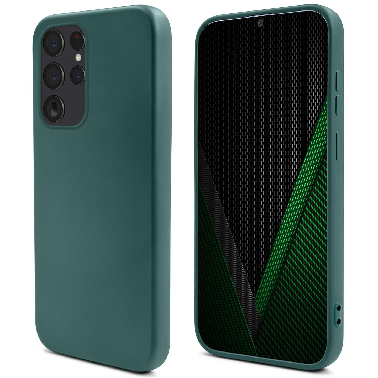 Moozy Lifestyle. Silicone Case for Samsung S23 Ultra, Dark Green - Liquid Silicone Lightweight Cover with Matte Finish and Soft Microfiber Lining, Premium Silicone Case
