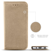 Carica l&#39;immagine nel visualizzatore di Gallery, Moozy Case Flip Cover for Samsung S20, Gold - Smart Magnetic Flip Case with Card Holder and Stand
