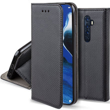 Charger l&#39;image dans la galerie, Moozy Case Flip Cover for Oppo Reno 2, Black - Smart Magnetic Flip Case with Card Holder and Stand
