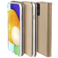 Cargar imagen en el visor de la galería, Moozy Case Flip Cover for Samsung A52, Samsung A52 5G, Gold - Smart Magnetic Flip Case Flip Folio Wallet Case

