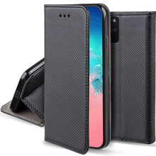 Load image into Gallery viewer, Moozy Case Flip Cover for Samsung S10 Lite, Black - Smart Magnetic Flip Case with Card Holder and Stand
