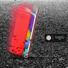 Cargar imagen en el visor de la galería, Moozy Case Flip Cover for Samsung A51, Red - Smart Magnetic Flip Case with Card Holder and Stand
