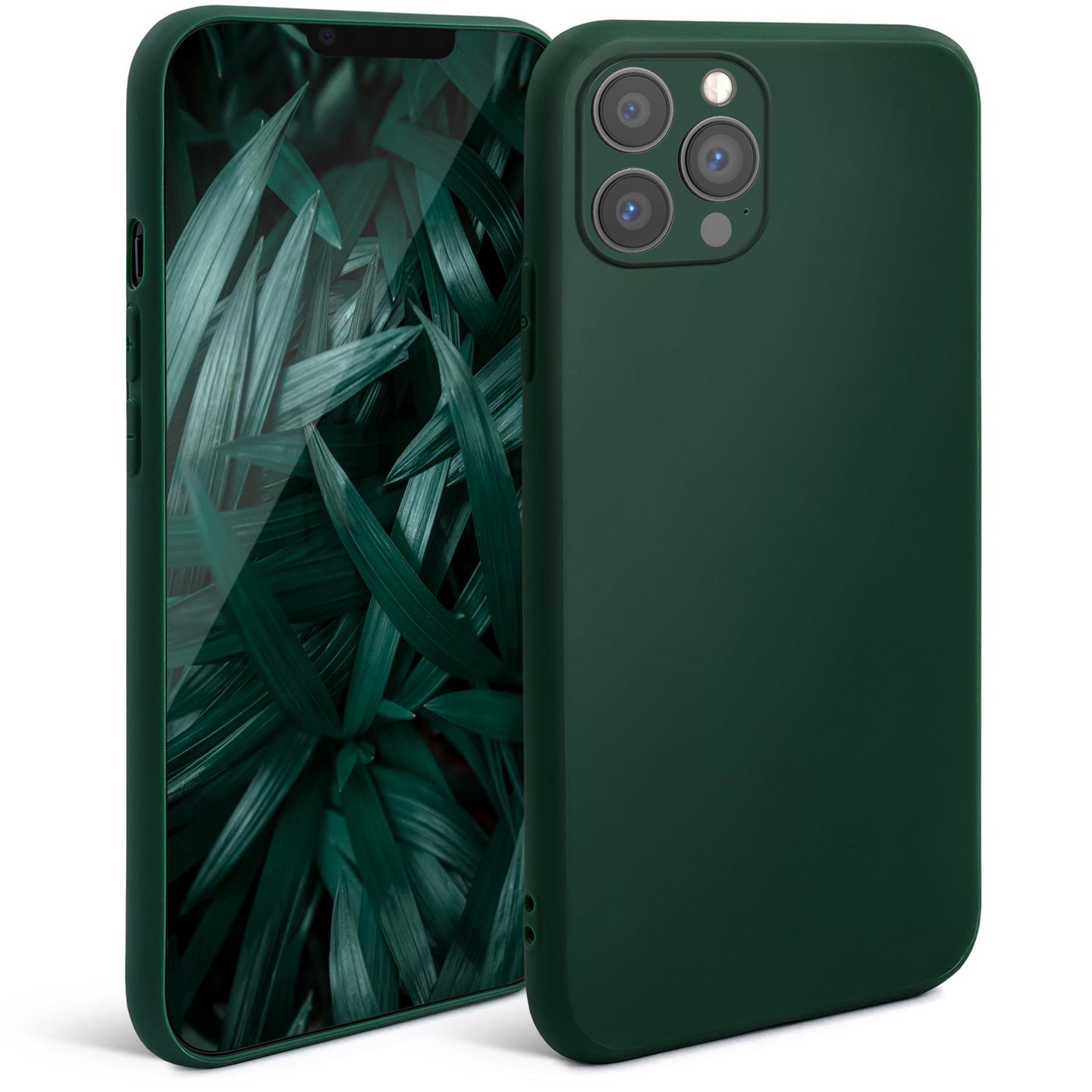 Moozy Minimalist Series Silicone Case for iPhone 13 Pro, Midnight Green - Matte Finish Lightweight Mobile Phone Case Slim Soft Protective