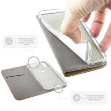Cargar imagen en el visor de la galería, Moozy Case Flip Cover for Huawei P20 Lite, Gold - Smart Magnetic Flip Case with Card Holder and Stand
