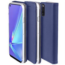 Lade das Bild in den Galerie-Viewer, Moozy Case Flip Cover for Oppo A72, Oppo A52 and Oppo A92, Dark Blue - Smart Magnetic Flip Case with Card Holder and Stand
