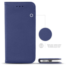 Cargar imagen en el visor de la galería, Moozy Case Flip Cover for Xiaomi Mi 10 and Xiaomi Mi 10 Pro, Dark Blue - Smart Magnetic Flip Case with Card Holder and Stand
