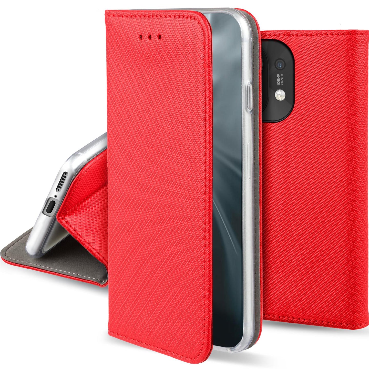 Moozy Case Flip Cover for Xiaomi Mi 11, Red - Smart Magnetic Flip Case Flip Folio Wallet Case with Card Holder and Stand, Credit Card Slots10,99
