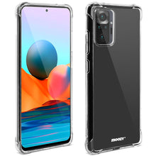 Load image into Gallery viewer, Moozy Shockproof Silicone Case for Xiaomi Redmi Note 10 Pro and Note 10 Pro Max - Transparent Case with Shock Absorbing 3D Corners Crystal Clear
