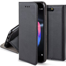 Carica l&#39;immagine nel visualizzatore di Gallery, Moozy Case Flip Cover for Huawei Honor 9, Black - Smart Magnetic Flip Case with Card Holder and Stand
