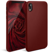 Ladda upp bild till gallerivisning, Moozy Minimalist Series Silicone Case for iPhone XR, Wine Red - Matte Finish Slim Soft TPU Cover
