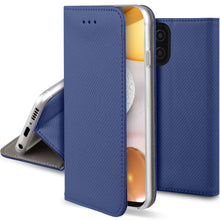 Afbeelding in Gallery-weergave laden, Moozy Case Flip Cover for Samsung A42 5G, Dark Blue - Smart Magnetic Flip Case with Card Holder and Stand

