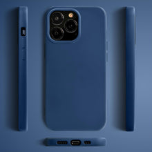 Cargar imagen en el visor de la galería, Moozy Lifestyle. Silicone Case for iPhone 14 Pro, Midnight Blue - Liquid Silicone Lightweight Cover with Matte Finish and Soft Microfiber Lining, Premium Silicone Case
