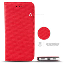 Cargar imagen en el visor de la galería, Moozy Case Flip Cover for Xiaomi Mi A3, Red - Smart Magnetic Flip Case with Card Holder and Stand
