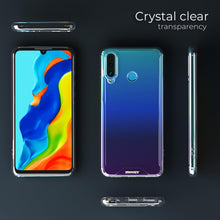 Carica l&#39;immagine nel visualizzatore di Gallery, Moozy Xframe Shockproof Case for Huawei P30 Lite - Transparent Rim Case, Double Colour Clear Hybrid Cover with Shock Absorbing TPU Rim

