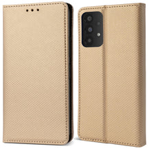Load image into Gallery viewer, Moozy Case Flip Cover for Samsung A13 4G, Gold - Smart Magnetic Flip Case Flip Folio Wallet Case with Card Holder and Stand, Credit Card Slots, Kickstand Function
