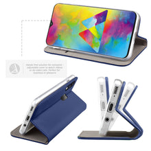 Load image into Gallery viewer, Moozy Case Flip Cover for Samsung M20, Dark Blue - Smart Magnetic Flip Case with Card Holder and Stand
