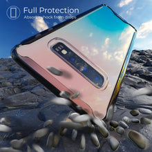 Ladda upp bild till gallerivisning, Moozy Xframe Shockproof Case for Samsung S10 - Black Rim Transparent Case, Double Colour Clear Hybrid Cover with Shock Absorbing TPU Rim

