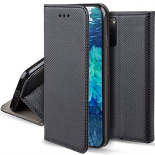 Carica l&#39;immagine nel visualizzatore di Gallery, Moozy Case Flip Cover for Samsung S20 FE, Black - Smart Magnetic Flip Case with Card Holder and Stand
