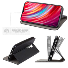 Cargar imagen en el visor de la galería, Moozy Case Flip Cover for Xiaomi Redmi Note 8 Pro, Black - Smart Magnetic Flip Case with Card Holder and Stand

