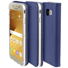 Carica l&#39;immagine nel visualizzatore di Gallery, Moozy Case Flip Cover for Samsung A5 2017, Dark Blue - Smart Magnetic Flip Case with Card Holder and Stand
