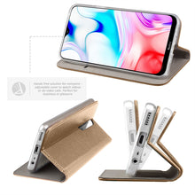 Lade das Bild in den Galerie-Viewer, Moozy Case Flip Cover for Xiaomi Redmi 8, Gold - Smart Magnetic Flip Case with Card Holder and Stand
