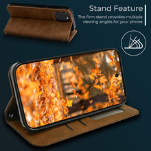 Load image into Gallery viewer, Moozy Marble Brown Flip Case for Samsung S20 FE - Flip Cover Magnetic Flip Folio Retro Wallet Case with Card Holder and Stand, Credit Card Slots
