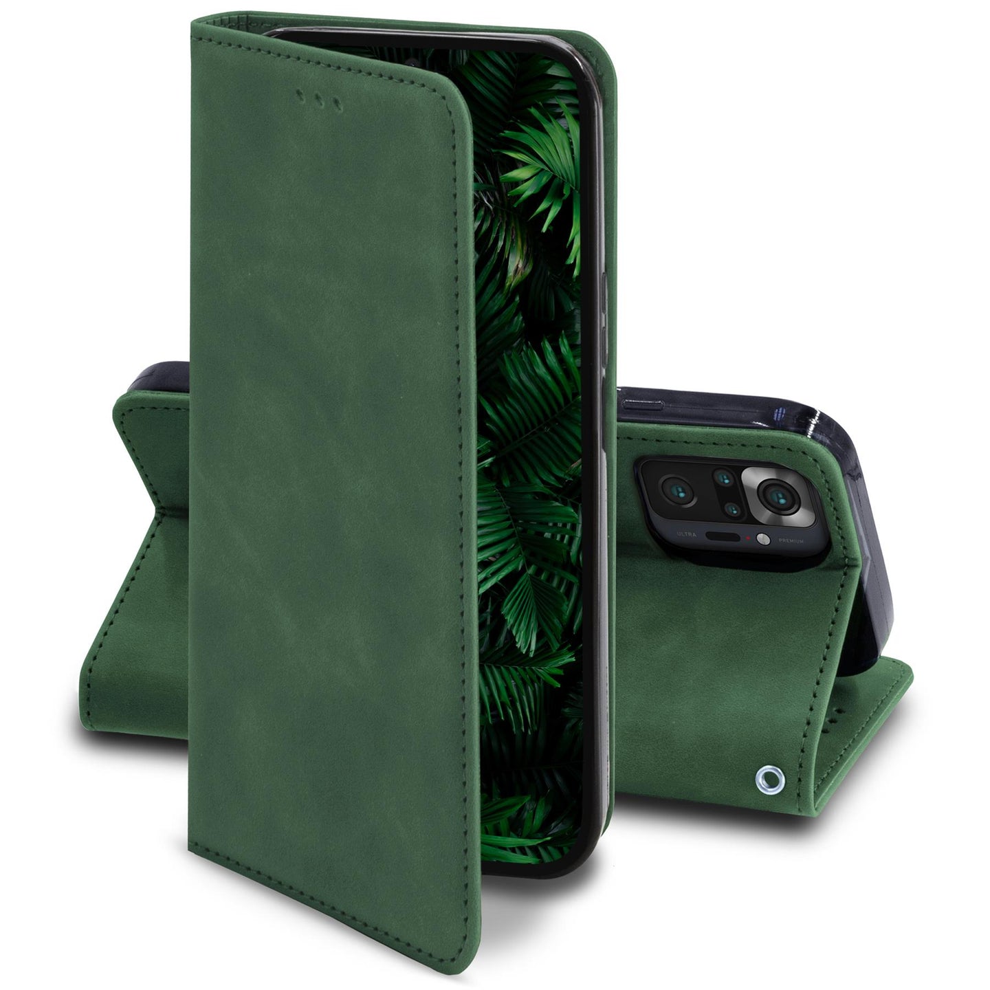 Moozy Marble Green Flip Case for Xiaomi Redmi Note 10 Pro, Redmi Note 10 Pro Max - Flip Cover Magnetic Flip Folio Retro Wallet Case