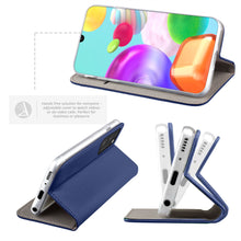 Carica l&#39;immagine nel visualizzatore di Gallery, Moozy Case Flip Cover for Samsung A41, Dark Blue - Smart Magnetic Flip Case with Card Holder and Stand
