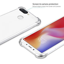 Carica l&#39;immagine nel visualizzatore di Gallery, Moozy Shock Proof Silicone Case for Xiaomi Redmi 6 - Transparent Crystal Clear Phone Case Soft TPU Cover
