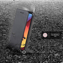 Załaduj obraz do przeglądarki galerii, Moozy Case Flip Cover for LG Q6, Black - Smart Magnetic Flip Case with Card Holder and Stand
