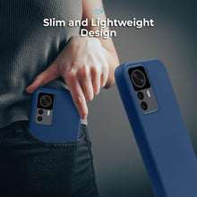 Załaduj obraz do przeglądarki galerii, Moozy Lifestyle. Silicone Case for Xiaomi 12T and 12T Pro, Midnight Blue - Liquid Silicone Lightweight Cover with Matte Finish and Soft Microfiber Lining, Premium Silicone Case
