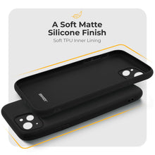 Carica l&#39;immagine nel visualizzatore di Gallery, Moozy Minimalist Series Silicone Case for iPhone 13 Mini, Black - Matte Finish Lightweight Mobile Phone Case Slim Soft Protective
