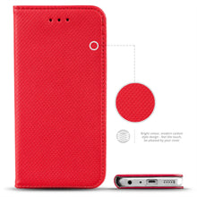 Carica l&#39;immagine nel visualizzatore di Gallery, Moozy Case Flip Cover for Huawei P Smart, Red - Smart Magnetic Flip Case with Card Holder and Stand
