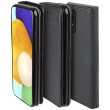 Load image into Gallery viewer, Moozy Case Flip Cover for Samsung A52, Samsung A52 5G, Black - Smart Magnetic Flip Case Flip Folio Wallet Case
