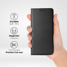 Carica l&#39;immagine nel visualizzatore di Gallery, Moozy Case Flip Cover for Samsung S22 Ultra, Black - Smart Magnetic Flip Case Flip Folio Wallet Case with Card Holder and Stand, Credit Card Slots, Kickstand Function
