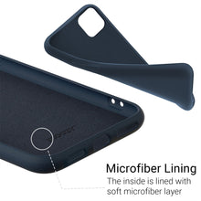 Załaduj obraz do przeglądarki galerii, Moozy Lifestyle. Designed for iPhone 12 mini Case, Midnight Blue - Liquid Silicone Cover with Matte Finish and Soft Microfiber Lining
