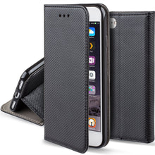 Załaduj obraz do przeglądarki galerii, Moozy Case Flip Cover for iPhone SE, iPhone 5s, Black - Smart Magnetic Flip Case with Card Holder and Stand
