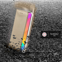 Cargar imagen en el visor de la galería, Moozy Case Flip Cover for Xiaomi Mi 9 Lite, Mi A3 Lite, Gold - Smart Magnetic Flip Case with Card Holder and Stand
